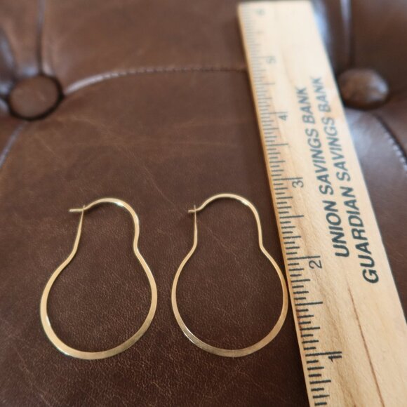 $695 Melissa Joy Manning 14K yellow gold 1 3/4" dangle hoop earrings MJM light! - Picture 12 of 15